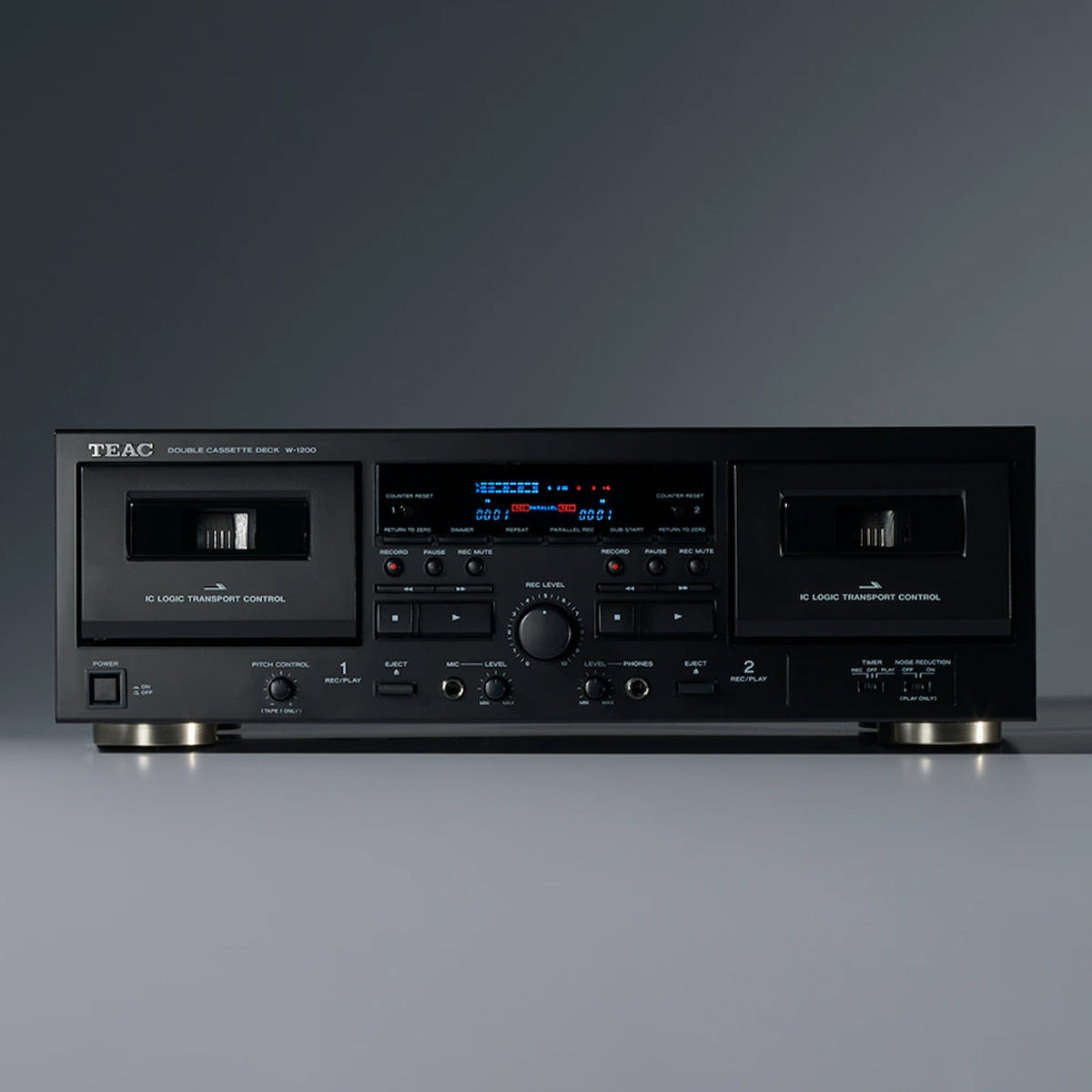 TEAC W-1200 Dual Cassette Player Recorder with Pitch Control Mic Input & USB Out (Black)