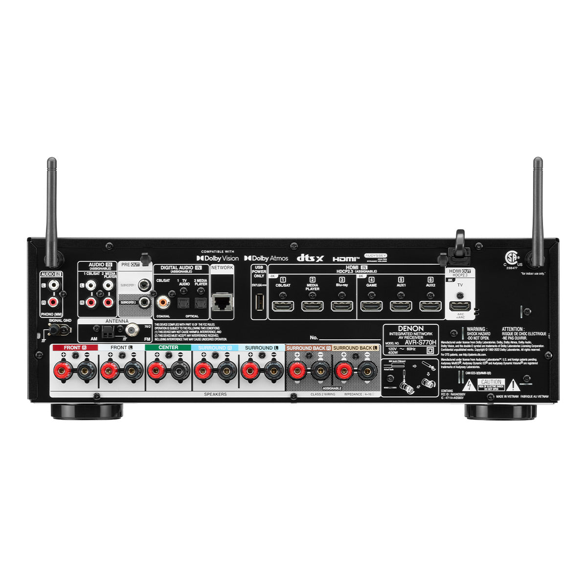 Denon AVR-S770H 7.2 Channel 8K Home Theater Receiver with Dolby Atmos & HEOS Built-In