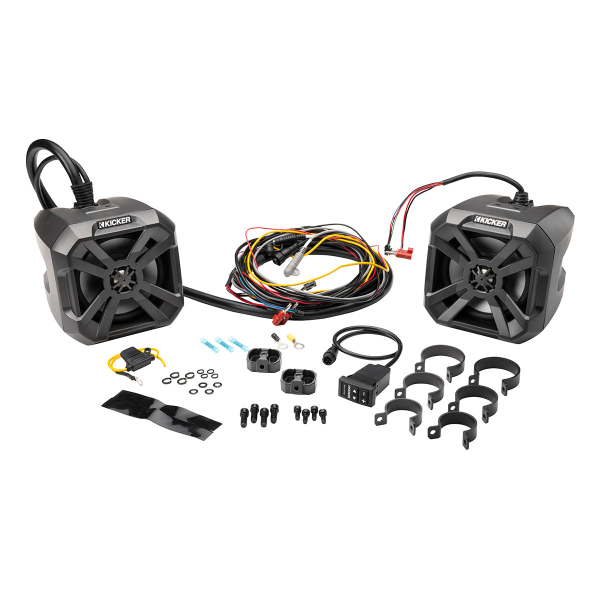 Kicker 48BTCAN65 PowerCan 6.5" Waterproof Powered Bluetooth Speakers with LED Lighting & Wired Remote - Pair