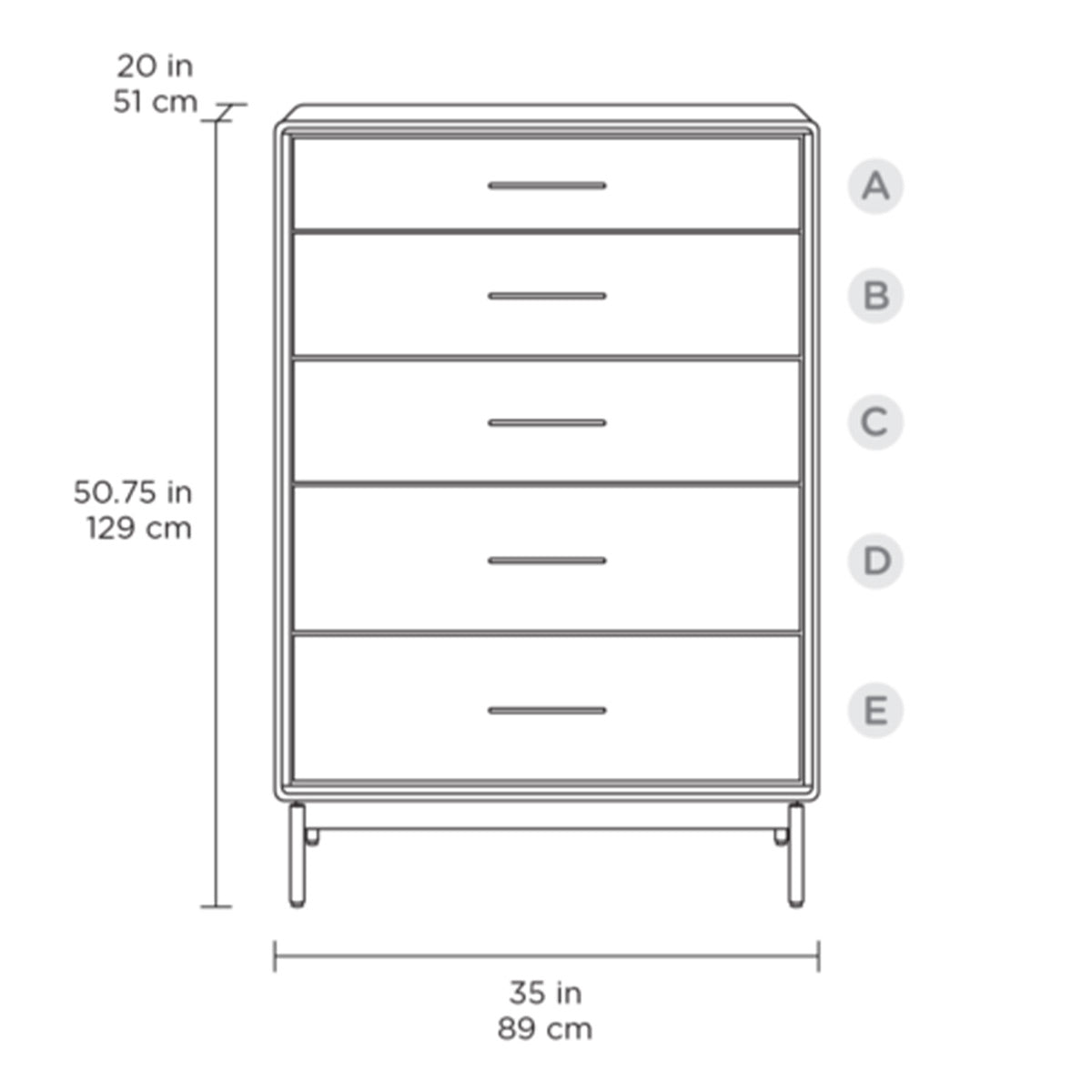 BDI LINQ 9185 Storage Chest with 5 Self-Closing Drawers and Metal Base (Natural Walnut)