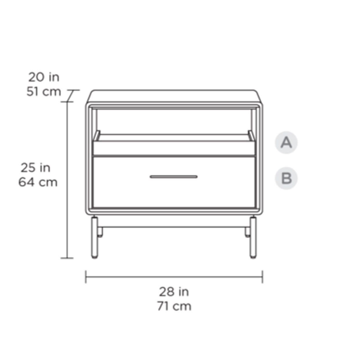 BDI LINQ 9182 28” Nightstand with Sliding Shelves and Integrated Power Station (Natural Walnut)