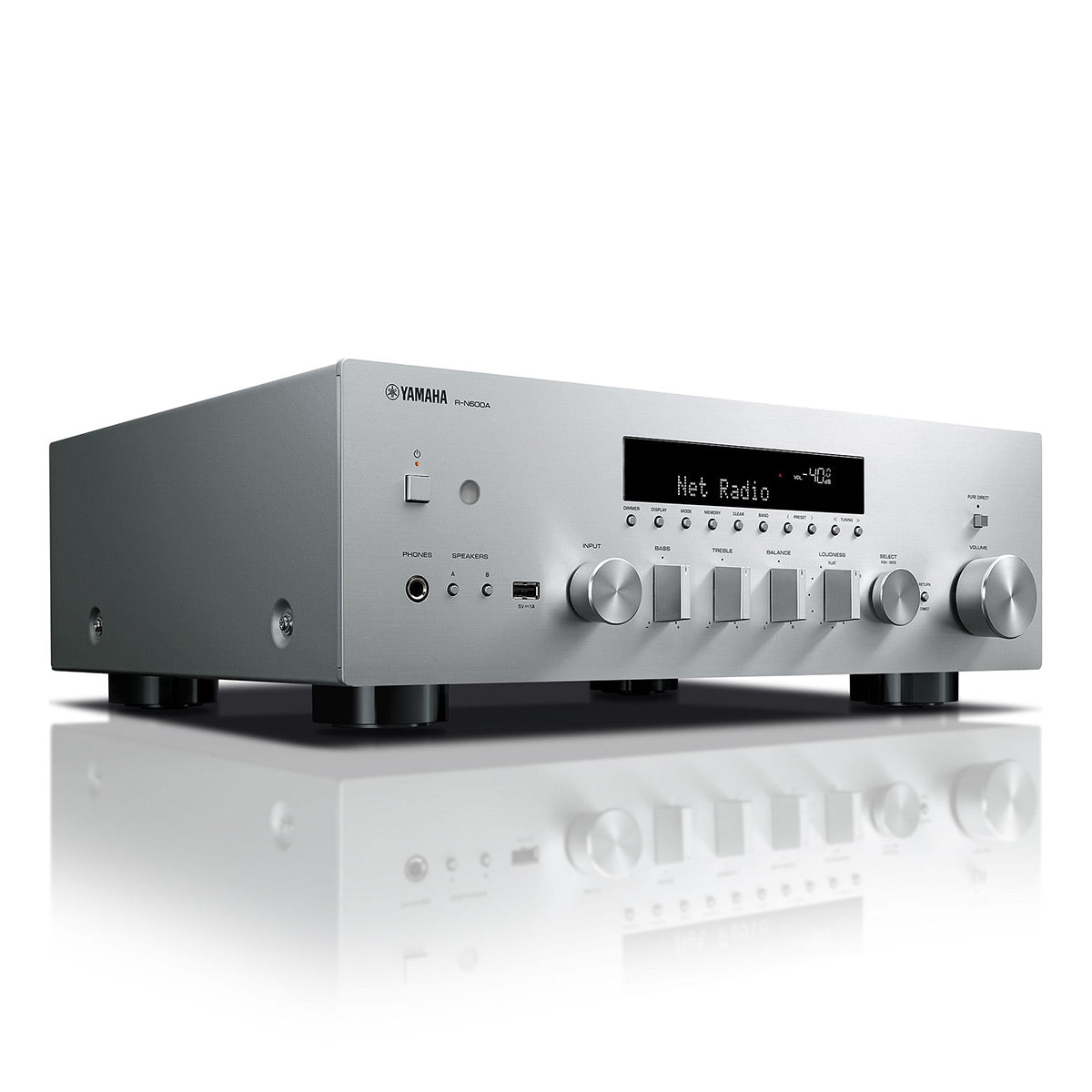 Yamaha R-N600A Stereo Network Receiver with Wi-Fi, Bluetooth, and MusicCast (Silver)