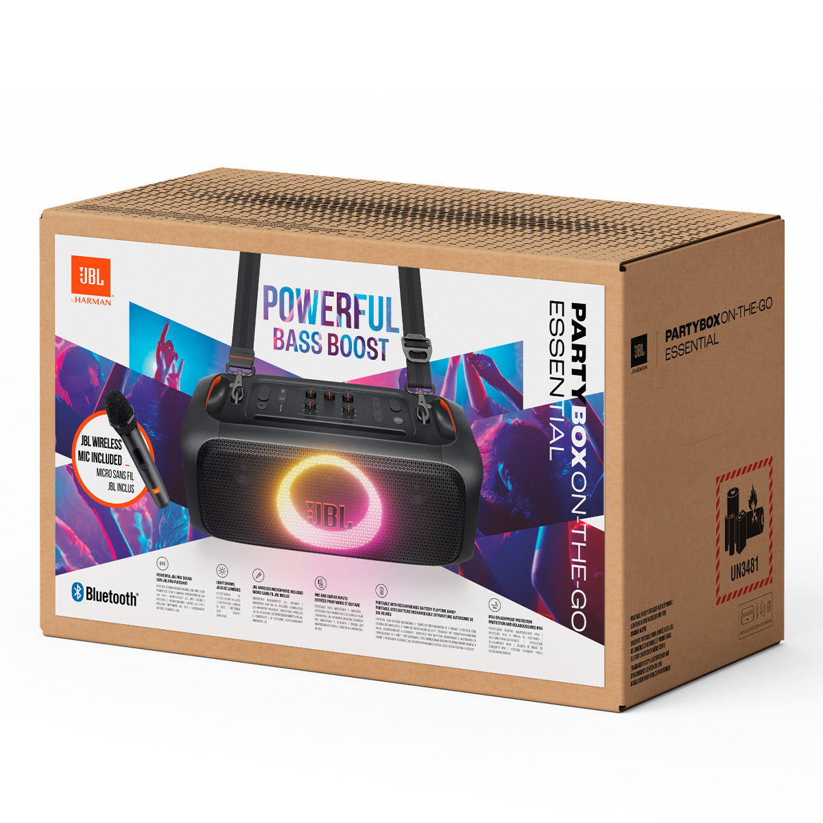 JBL PartyBox On-The-Go Essential with Wireless Microphone & Water Resistance