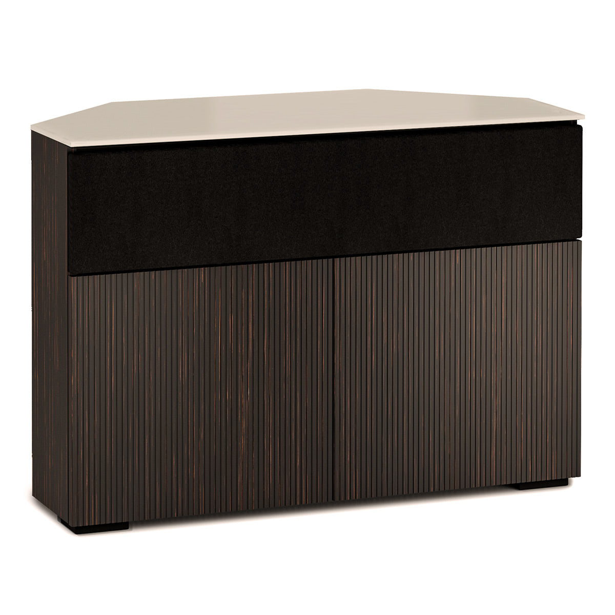 Salamander Designs Chameleon Collection Manhattan 329 Corner Speaker Integrated Twin AV Cabinet (Maro Ebony Doors and Sides, Matte Taupe Glass Top)