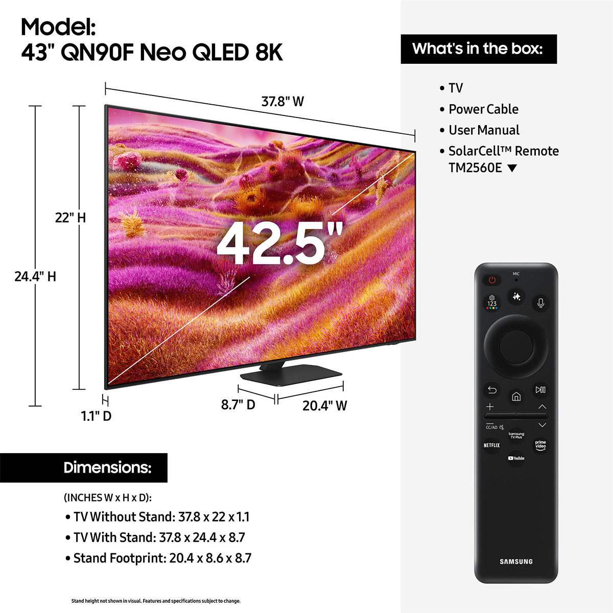 Samsung QN90F 43" 4K Neo QLED Mini LED Smart TV