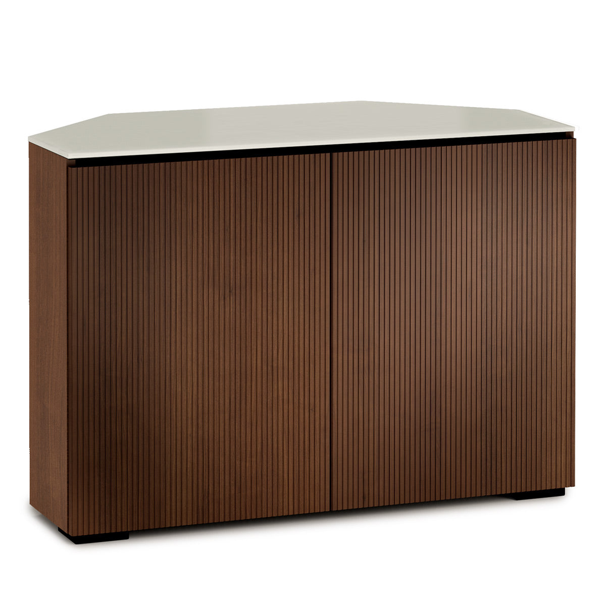 Salamander Designs Chameleon Collection Manhattan 323 Corner- Medium Walnut Doors and Sides, Matte Taupe Glass Top)