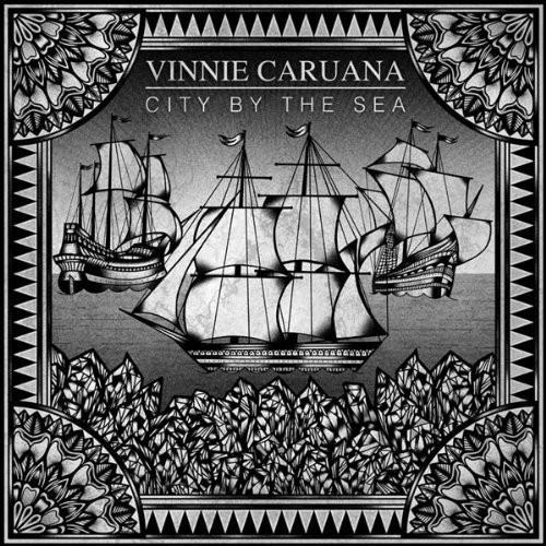 Black and white etched vinyl cover featuring three sailing ships on the sea