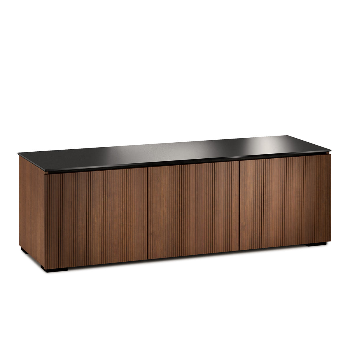Salamander Designs Chameleon Collection Manhattan 237 Triple AV Cabinet (Medium Walnut Doors and Sides, Black Glass Top)