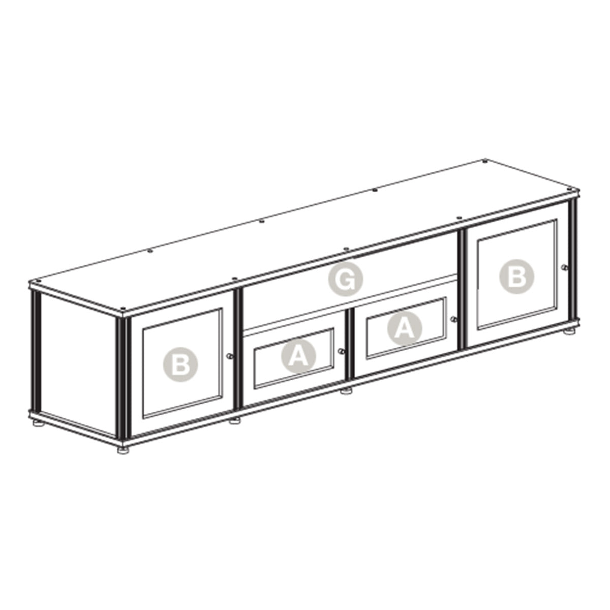 Salamander Designs Synergy 243 Quad AV Cabinet (Black Oak with Black Glass Doors & Black Posts)