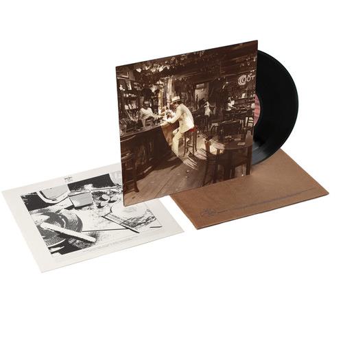 Sepia-toned vinyl LP sleeve featuring a bar scene with a black record and printed insert