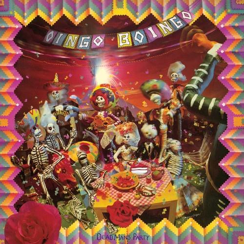 Colorful album cover featuring skeleton figures at a festive table with a banner reading Oingo Boing