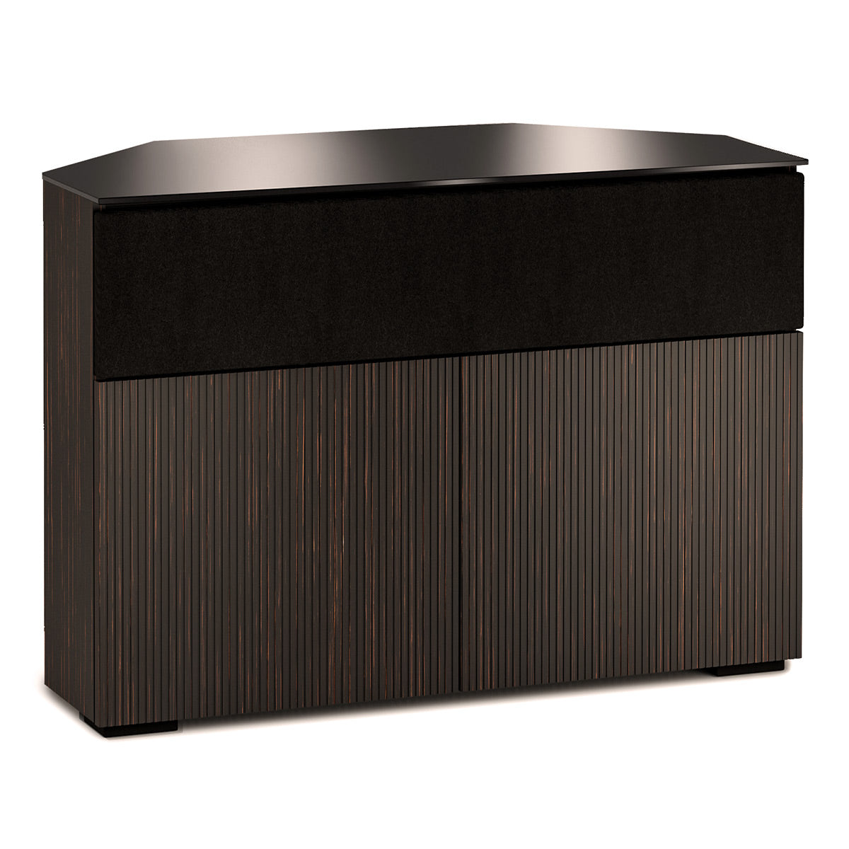 Salamander Designs Chameleon Collection Manhattan 329 Corner Speaker Integrated Twin AV Cabinet (Maro Ebony Doors and Sides, Black Glass Top)
