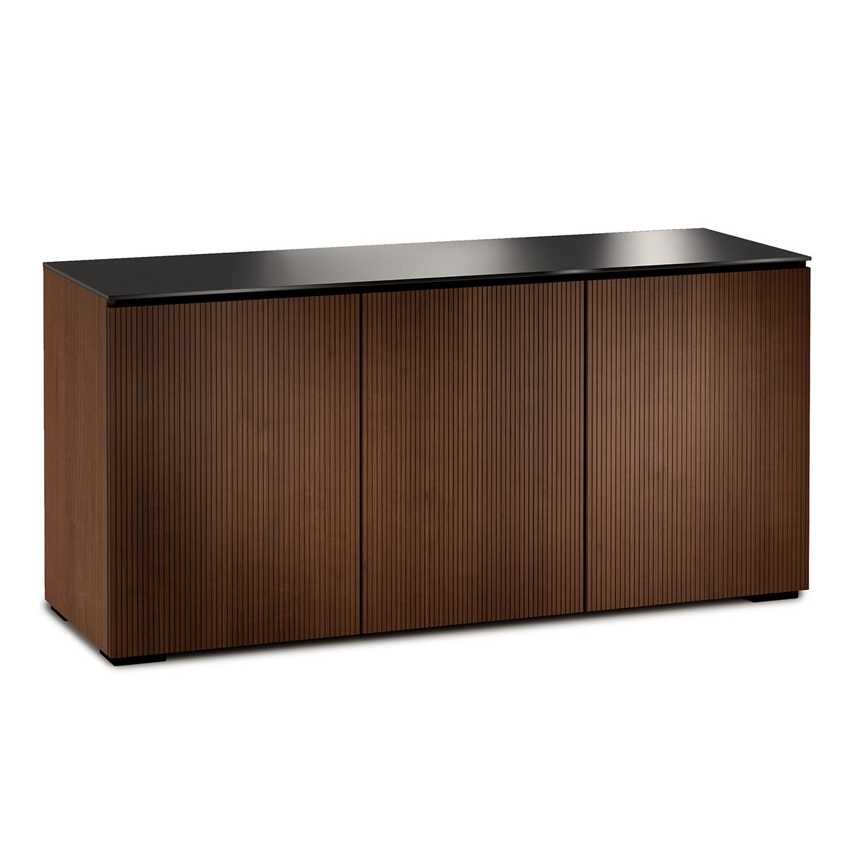 Salamander Designs Chameleon Collection Manhattan 337 Triple AV Cabinet (Medium Walnut Doors and Sides, Black Glass Top)
