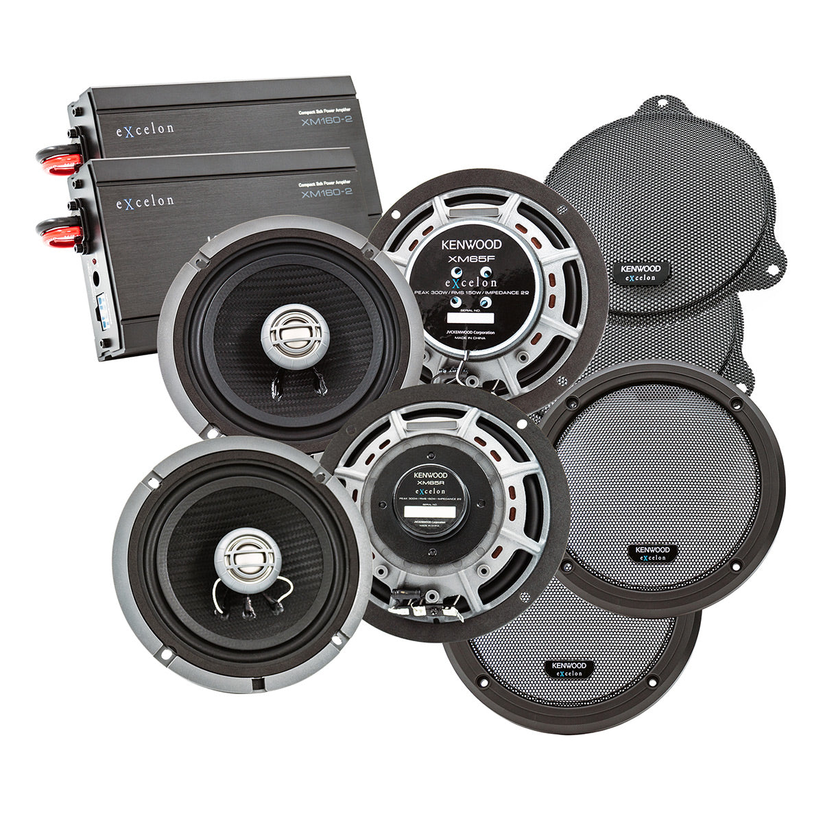 Kenwood Front and Rear Amplified Speaker Package for 2014-Up Select Harley Davidson Motorcycles
