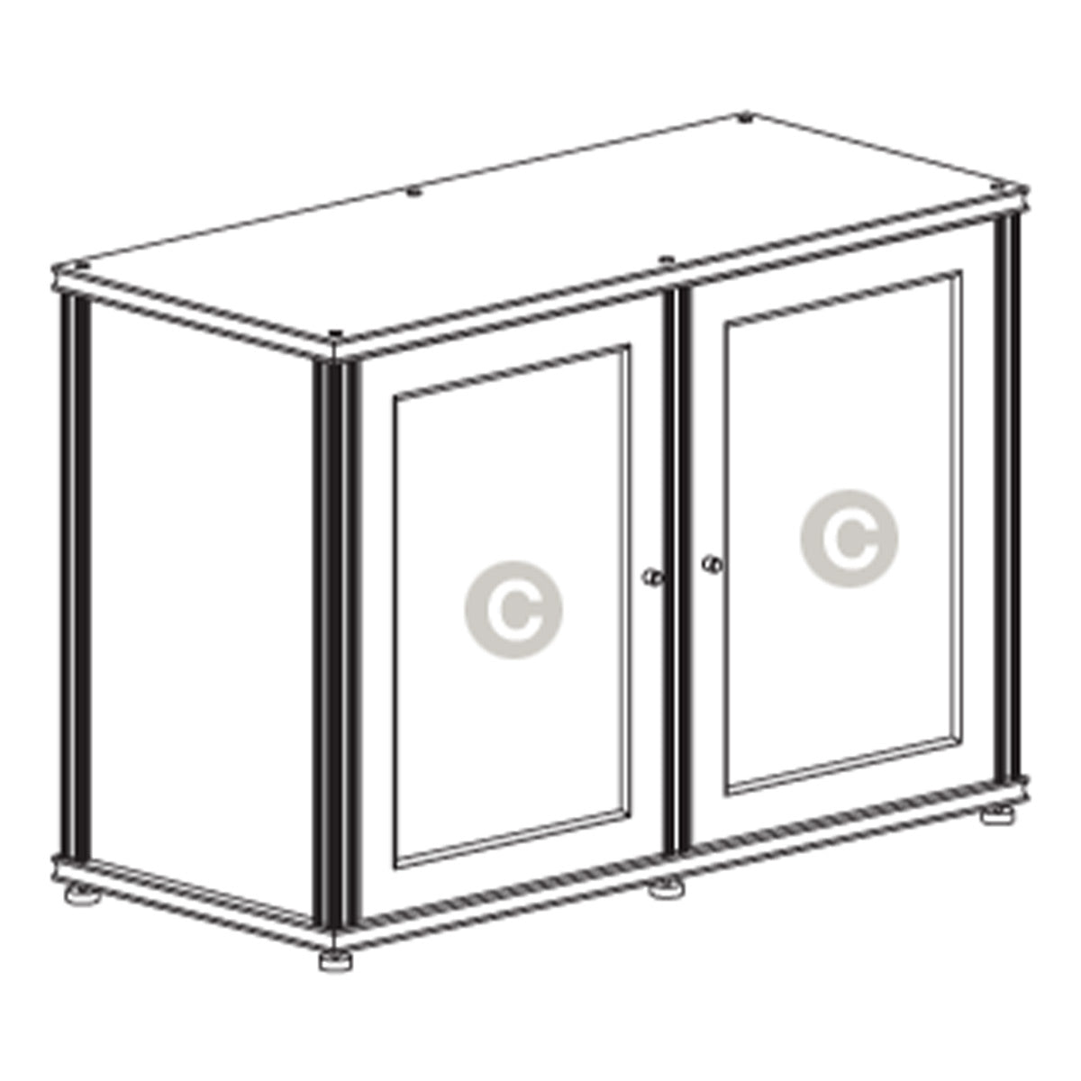Salamander Designs Synergy 323 Twin AV Cabinet (Black Oak with Black Glass & Black Posts)