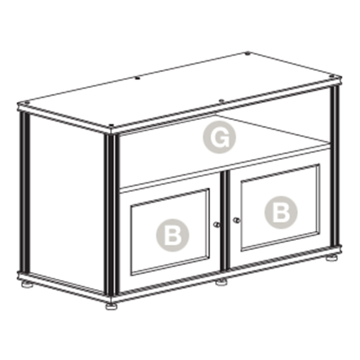 Salamander Designs Synergy 329 Twin AV Cabinet Dark (Walnut with Black Posts)