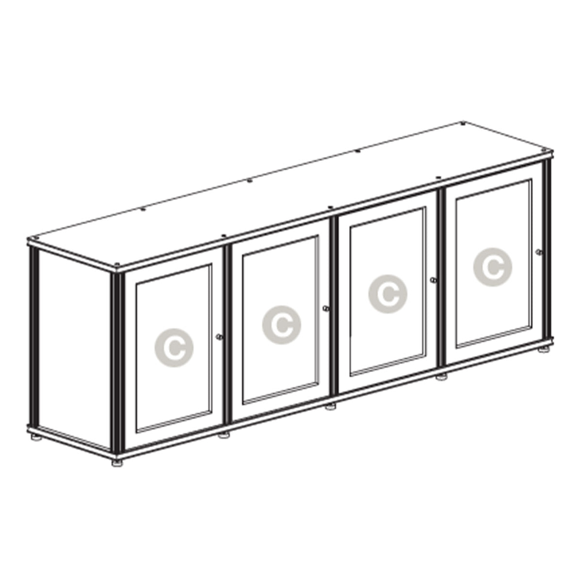 Salamander Designs Synergy 347 Quad AV Cabinet (American Cherry with Black Glass Doors & Aluminum Posts)
