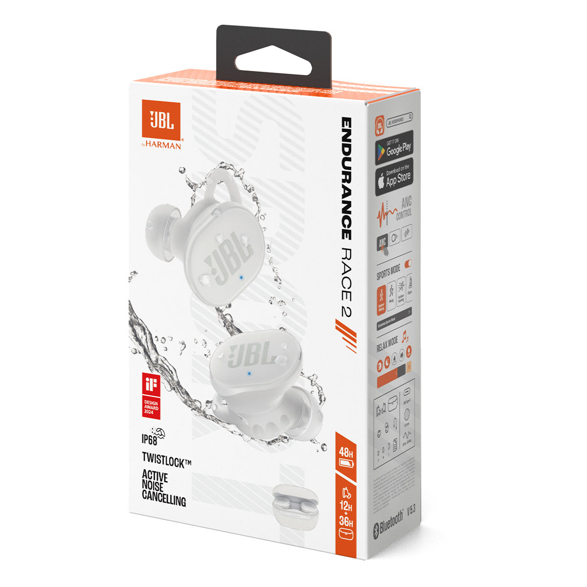 JBL Endurance Race 2 Noise Cancelling True Wirelss Sport Earbuds (White)