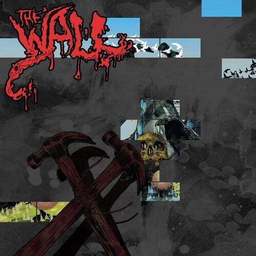 Dark album cover with red dripping text and two crossed hammers