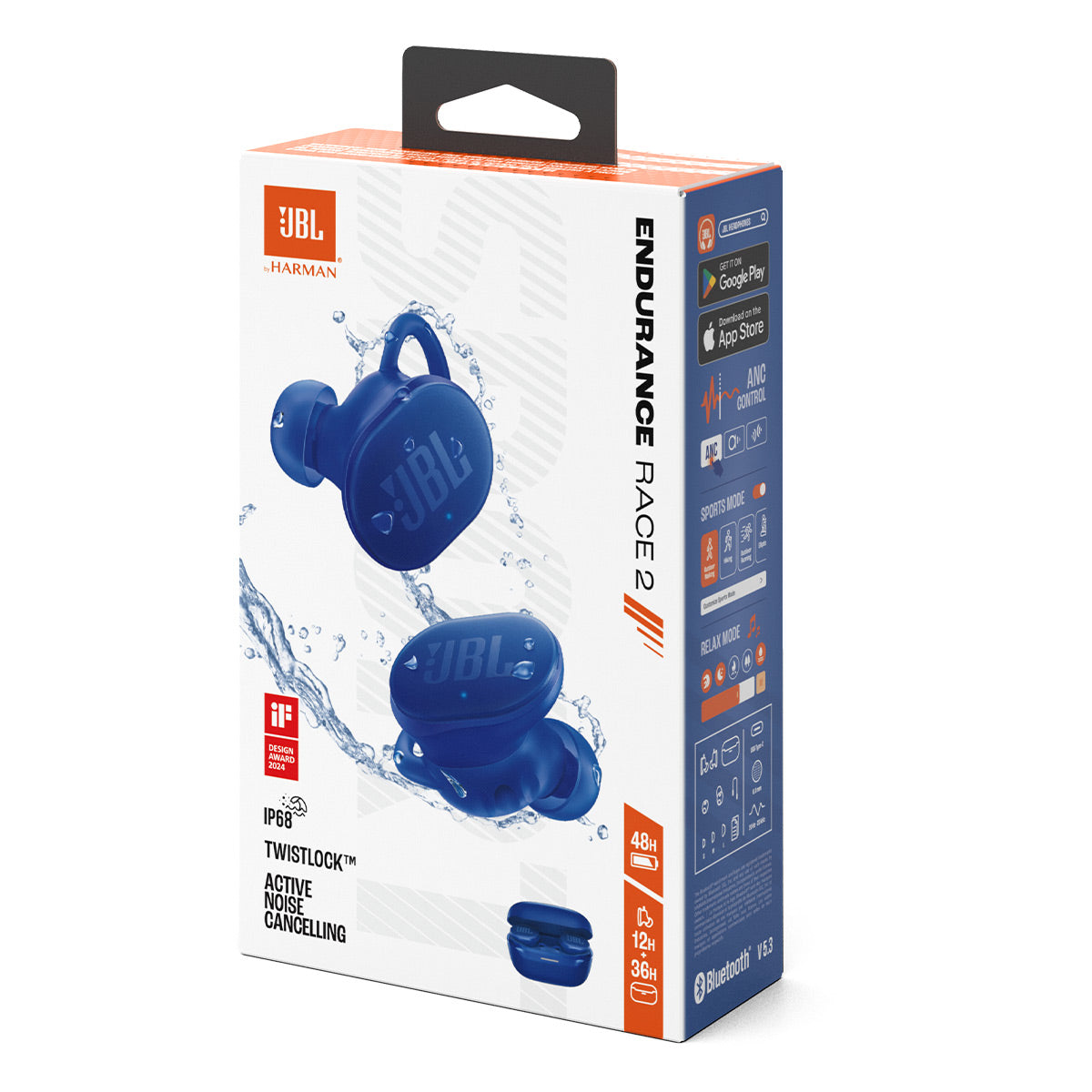 JBL Endurance Race 2 True Wireless Sport Earbuds Bundle with gSport Case (Blue)