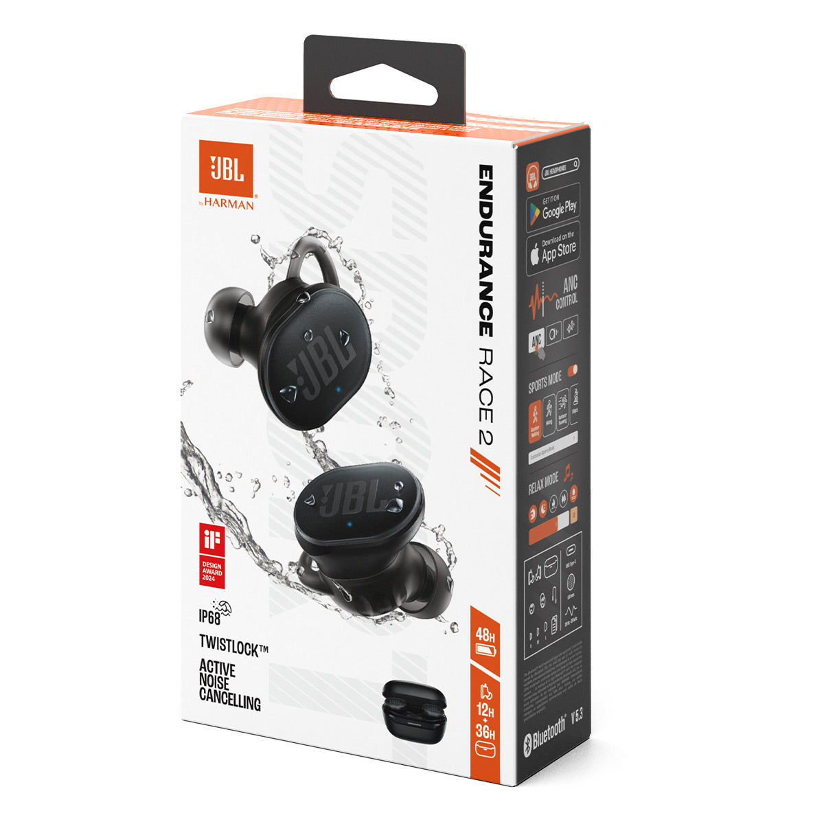 JBL Endurance Race 2 Noise Cancelling True Wireless Sport Earbuds (Black)