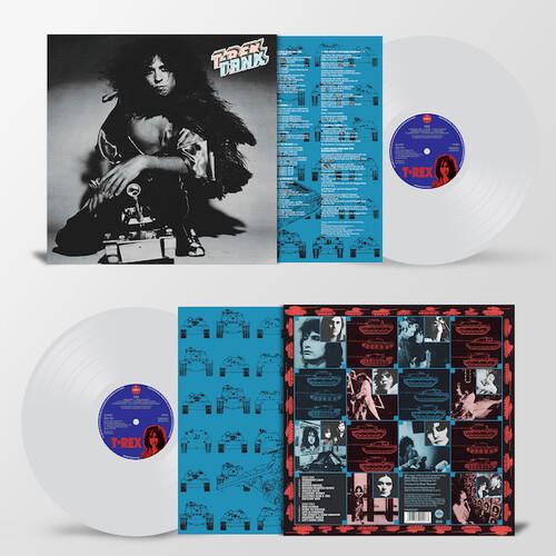 Clear vinyl LP with black and white cover art featuring a seated figure in feathered attire