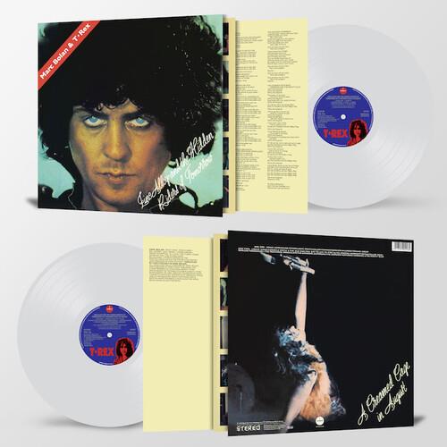 Clear vinyl LP with gatefold sleeve featuring Marc Bolan portrait and lyric insert