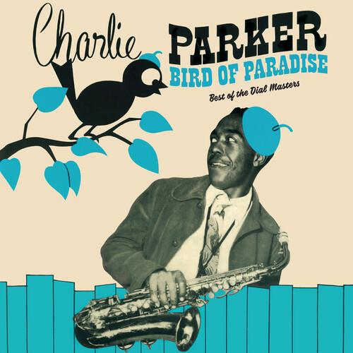 Vintage-style album cover featuring a black-and-white portrait of a saxophonist with a blue beret, a