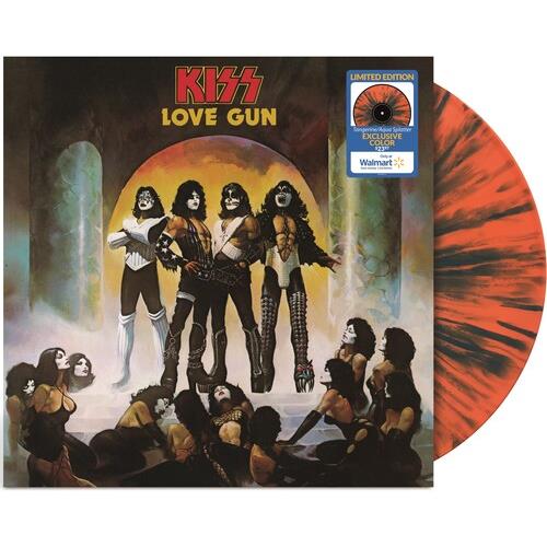 Tangerine and aqua splatter vinyl LP with illustrated album cover featuring four costumed figures