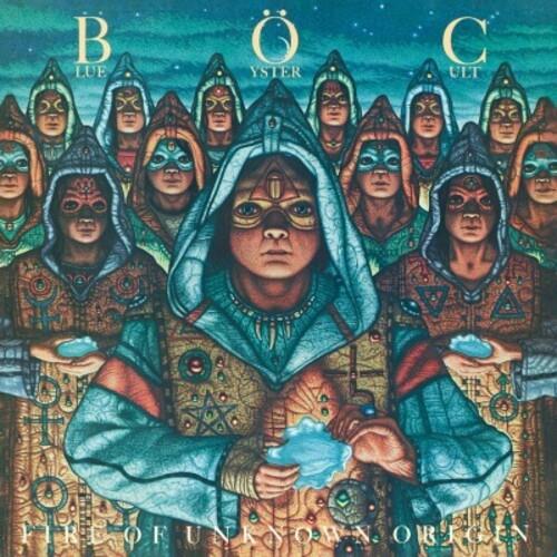 Album cover art featuring a central hooded figure holding a glowing blue flame surrounded by a crowd