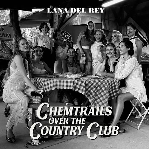 Black and white album cover featuring a group of women seated around a picnic table