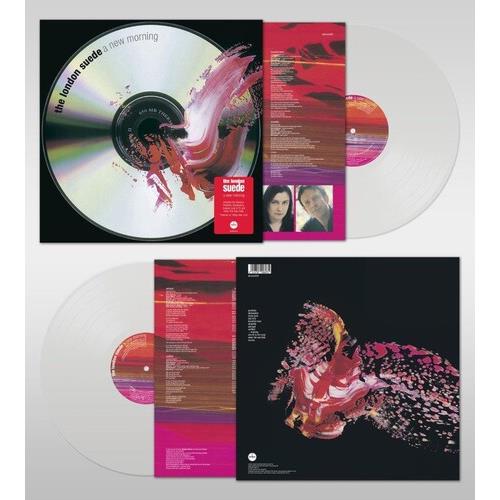 Clear vinyl LP with abstract red and pink artwork on the sleeve and inner gatefold