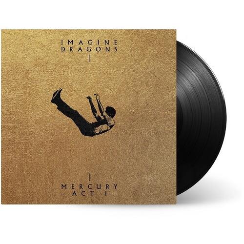 Gold textured album cover with a black silhouette of a falling figure and black vinyl record