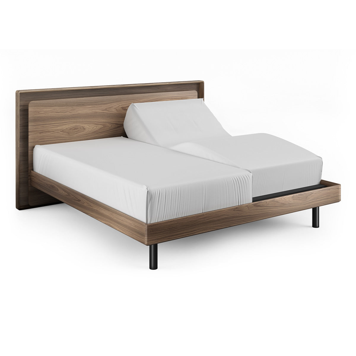 BDI Up-LINQ 9119 King Size Bed with Dual-Level Headboard, Dimmable Accent Lighting, and Integrated Power Stations (Natural Walnut)