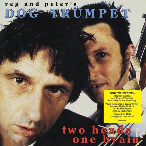 Album cover featuring two men's faces close together with a yellow sticker noting transparent red vi