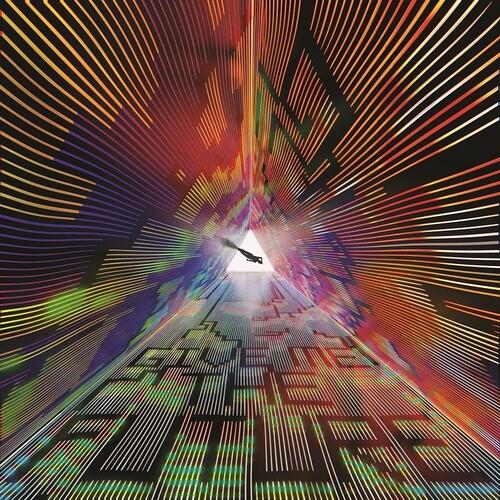 Colorful vinyl album cover featuring a neon-lit tunnel with a silhouette flying toward a bright ligh