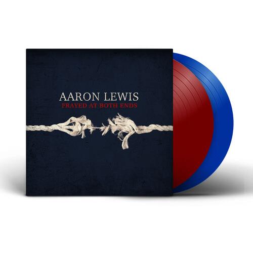 Dark blue album sleeve with frayed rope graphic and two colored vinyl records