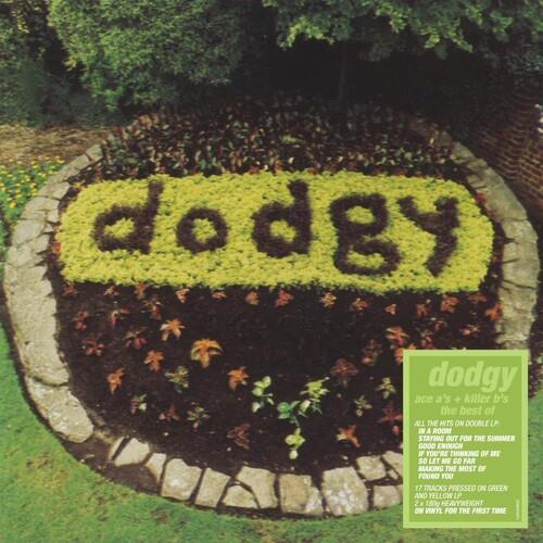 Circular flower bed with the word "dodgy" spelled out in yellow and dark foliage
