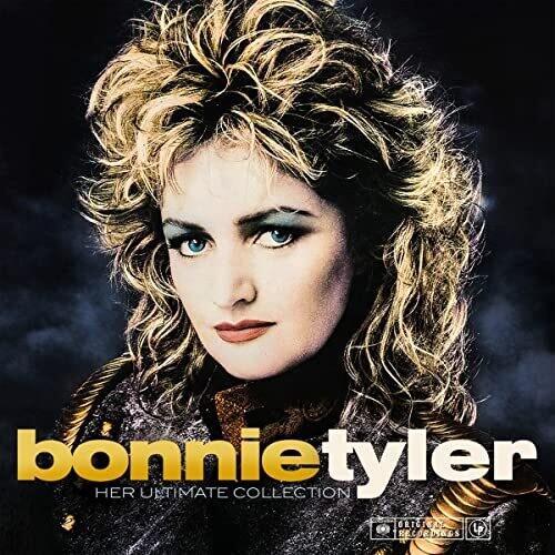 Portrait of a woman with voluminous blonde hair and blue eyes on a vinyl record cover