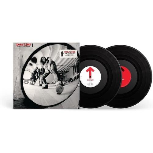 Black vinyl LP with album cover featuring a rearview mirror reflection and red arrow label