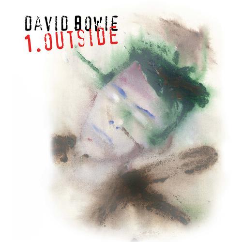 Abstract watercolor album cover with green and purple tones and red text