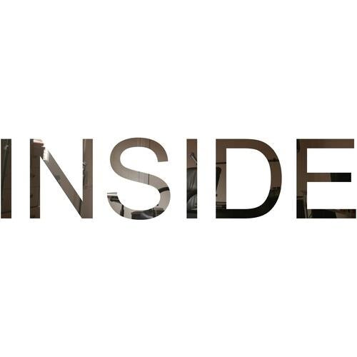 Bold black text spelling "INSIDE" with a photographic scene visible through the letters