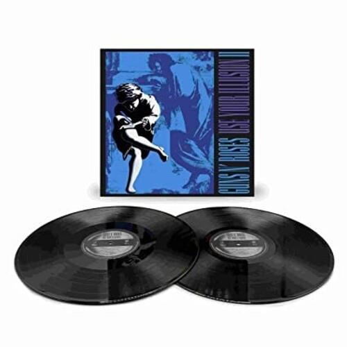 Blue and black album cover with two black vinyl records displayed in front