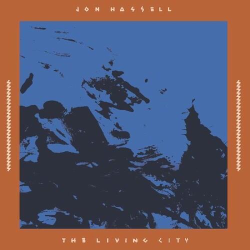 Vinyl LP cover featuring a blue and black abstract landscape illustration with an orange border
