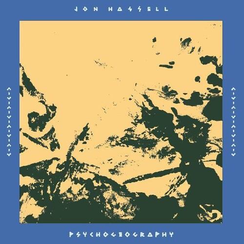 Blue vinyl record sleeve with abstract yellow and green artwork and white text
