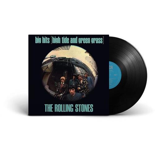 Black vinyl LP partially removed from a dark album sleeve featuring a fisheye lens photo of a band