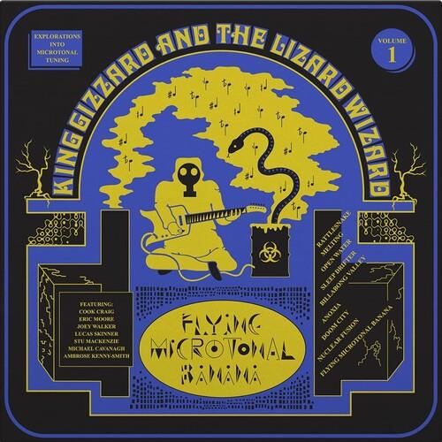 Blue and yellow album cover art featuring a seated figure playing guitar beneath a tree with musical