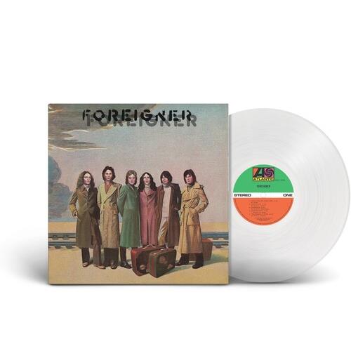 Clear vinyl LP with a full-color album cover featuring six band members in coats standing on a beach
