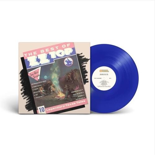Translucent blue vinyl record displayed next to its album sleeve featuring a campfire scene
