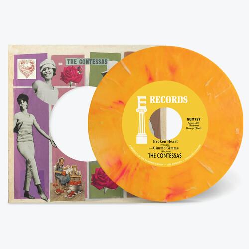 Broken Heart B/w Gimme Gimme - Peach/white Marble - 7-Inch Single (Peach/White)
